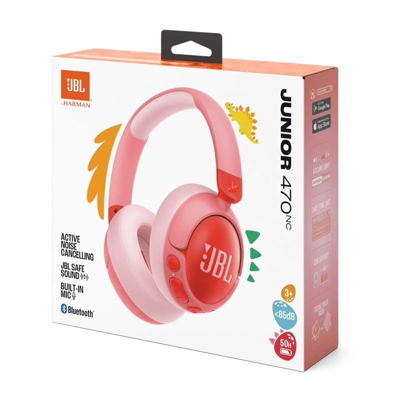 JBL Junior 470NC bluetooth-os, zajszűrős fejhallgató, pink