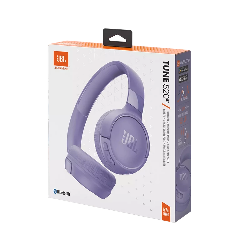 JBL Tune 520BT bluetooth-os fejhallgató, lila