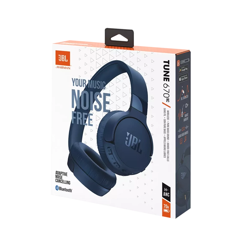 JBL Tune 670NC bluetooth-os, zajszűrős fejhallgató, kék