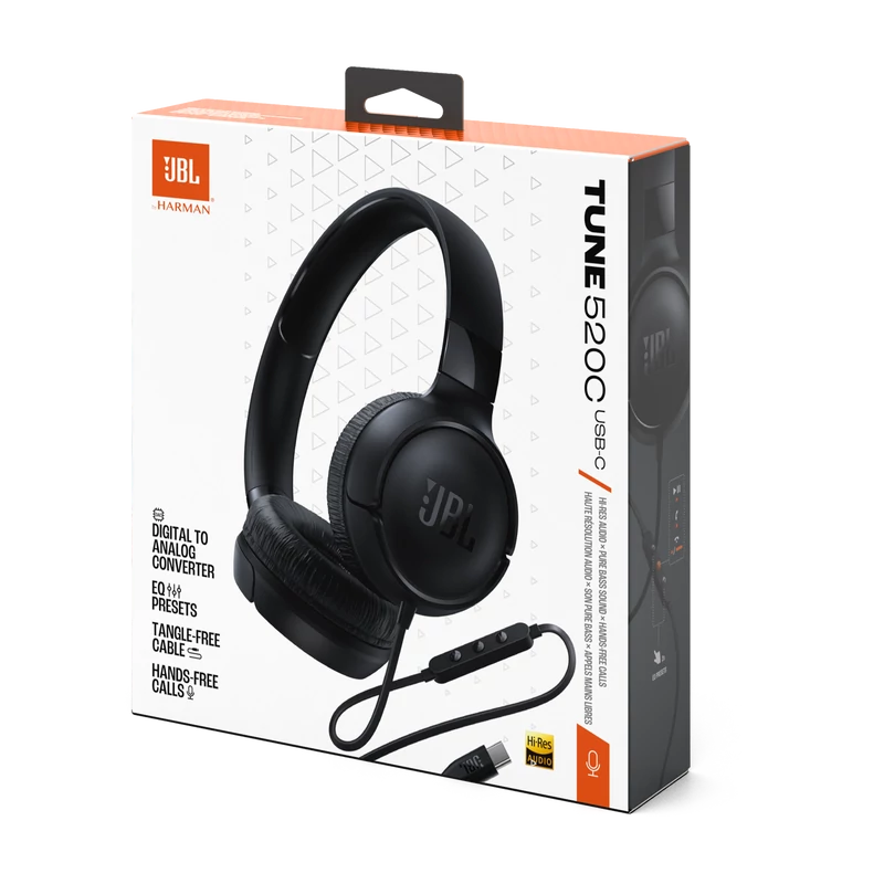 JBL TUNE 520C USB-C fejhallgató, fekete