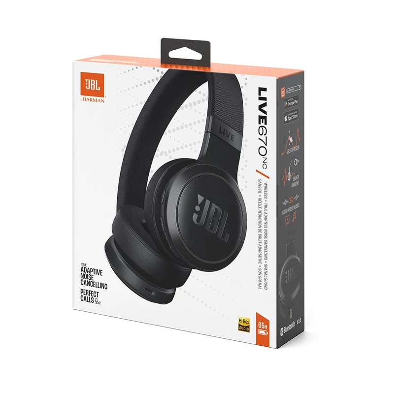 JBL Live 670NC Bluetooth fejhallgató, fekete